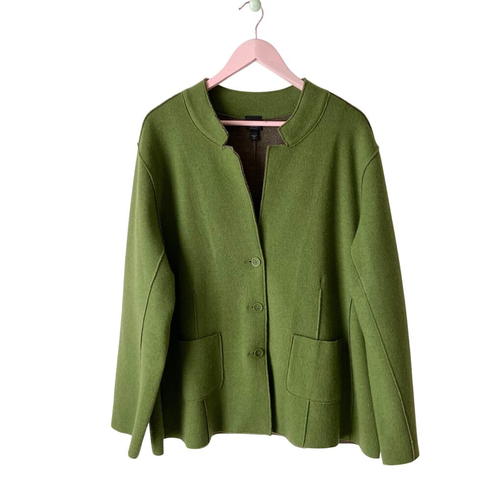 Eileen Fisher Green Merino Wool Jacket